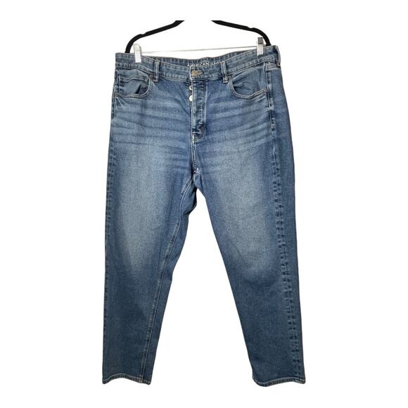 American Eagle Tom Girl Button Fly Jeans Womens 18 Long Stretchy Plus Tall - Picture 1 of 5